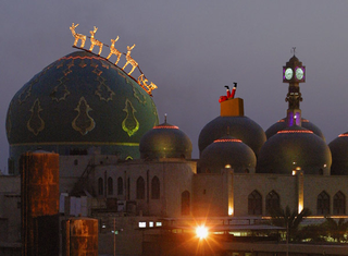 A mosque in Baghdad decorated by U.S. troops.